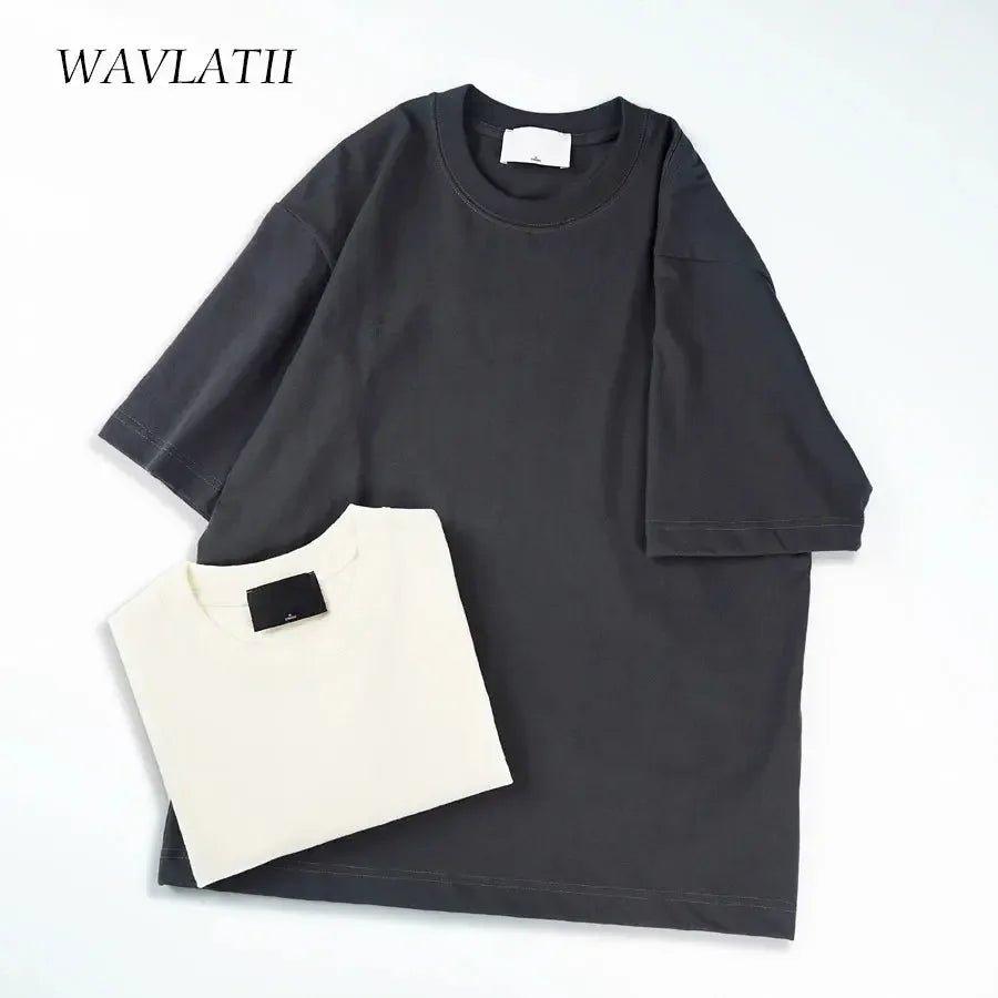 Black and cream women's oversized T-shirts with crew neck, casual fashion tops