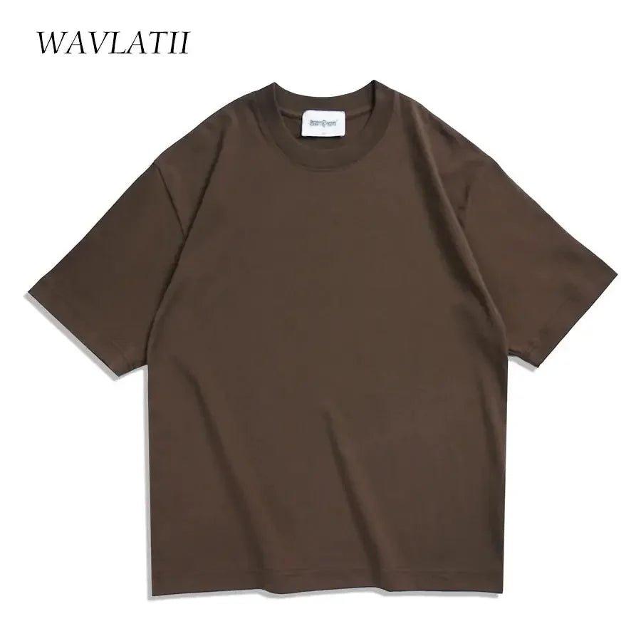 Brown oversized women's fashion t-shirt with crew neck, minimalist style for casual wear