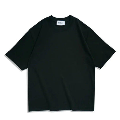 Black oversized women's fashion t-shirt with crew neck and brand tag