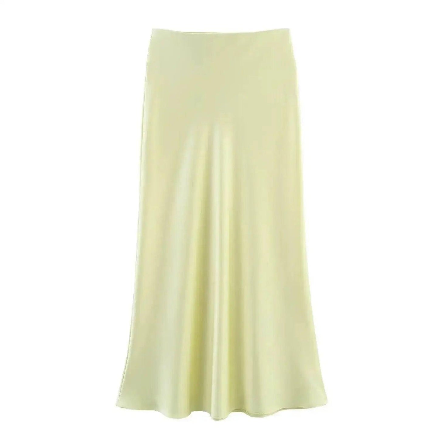 Elegant pale yellow maxi skirt for women's fashion, soft flowy fabric, perfect for casual or dressy occasions