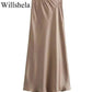 Willshela satin maxi skirt for women, elegant and flowing, perfect for fashion and beauty looks