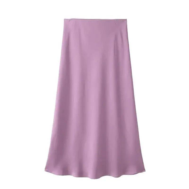 Lavender women's A-line midi skirt, elegant fashion for everyday wear