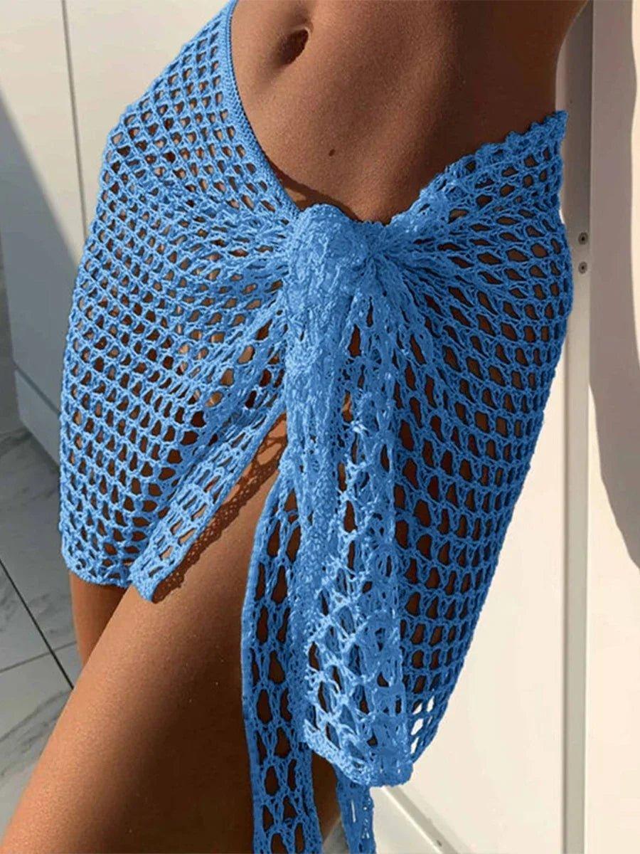 Women Beach Skirt Hollowed Solid Black White Yellow Green Knitted Mini Skirt For Women Summer Vacation Seaside Cover - Up Skirt - Womans Fashion