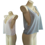 Women's sleeveless V-neck crop tops in white and gray, stylish fashion tops for casual wear
