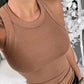 Women's ribbed brown tank top, stylish casual fashion wear