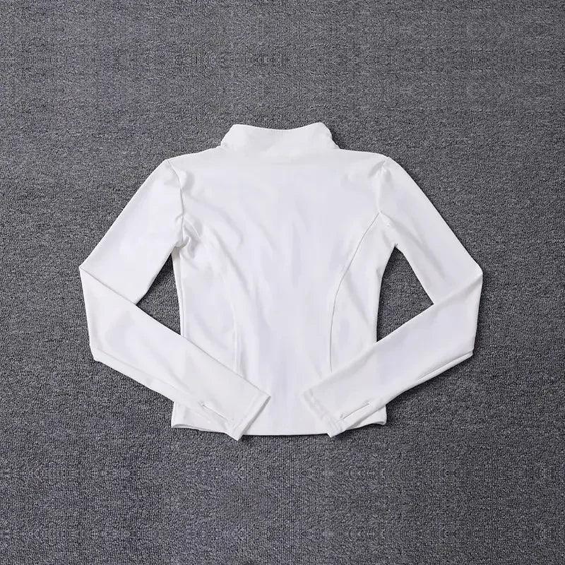White long sleeve turtleneck top for women's fashion and casual wear
