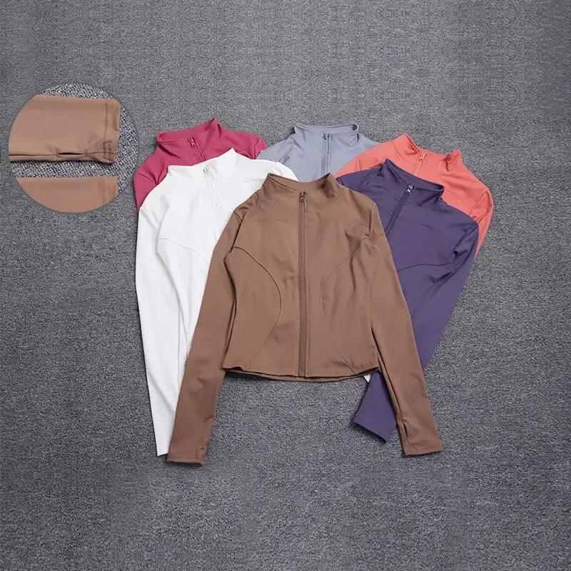 Women's stylish zip-up jackets in multiple colors, perfect for fashion and comfort.