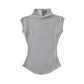 Gray women's sleeveless turtleneck top, stylish fashion blouse for casual wear