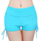 Women's turquoise drawstring shorts, stylish and comfortable fashion wear for casual or active use.