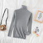Gray ribbed turtleneck sweater for women, stylish long sleeve top with side slit, fashion outfit