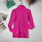 Bright pink ribbed turtleneck sweater for women, long sleeve fashion top