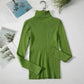 Green ribbed turtleneck sweater for women, stylish long sleeve fashion top