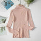 Soft pink ribbed turtleneck sweater for women, stylish long sleeve fashion top