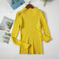 Bright yellow ribbed turtleneck sweater for women, long sleeve fashion top