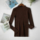Brown ribbed turtleneck sweater for women, long sleeve fashion top, cozy winter wear