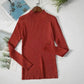 Rust red ribbed turtleneck sweater for women, long sleeve fashion top
