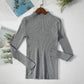 Gray ribbed turtleneck long sleeve top for women's fashion, stylish and cozy