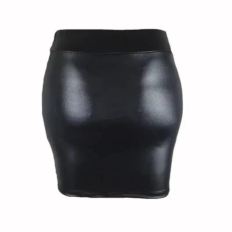 Black faux leather mini skirt for women, stylish bodycon fashion