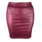 Burgundy faux leather pencil skirt for women's fashion