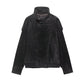 Black suede women's fashion jacket with high collar and shoulder details
