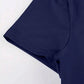 Navy blue women's fashion t-shirt sleeve detail with clean stitching