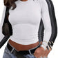 Women's long sleeve crop top in white, gray, black — stylish fashion essential for casual wear