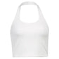 White ribbed halter neck crop top for women's fashion