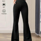 Black high-waist flare pants, warm soft breathable, women's fashion activewear