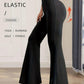Black elastic flare yoga pants for fitness, running, and fashion wear