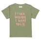 Olive green women's graphic tee with pink 'Fuck Normal I Want Magic' text and heart design