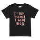 Black women's graphic tee with pink 'Fuck Normal I Want Magic' text and heart, Maiden-Art brand