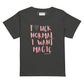 Dark gray women's t-shirt with pink 'F*CK NORMAL I WANT MAGIC' slogan and heart design, Maiden-Art brand