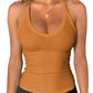 Women's ribbed mustard yellow halter top, stylish fashion tank for casual wear