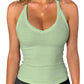 Mint green ribbed tank top for women, stylish and flattering fit for casual or workout wear