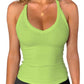 Lime green ribbed women's tank top with racerback, perfect for gym or casual wear
