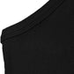 Black ribbed women's tank top with scoop neckline, stylish fashion apparel
