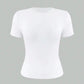 White women's fitted t-shirt with short sleeves and crew neck, ideal for casual fashion