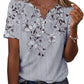 Women's floral print V-neck blouse with short sleeves, perfect for casual fashion